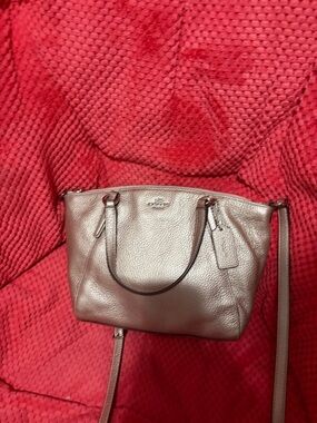 Coach Pebbled Leather Gold Satchel with Crossbody Strap